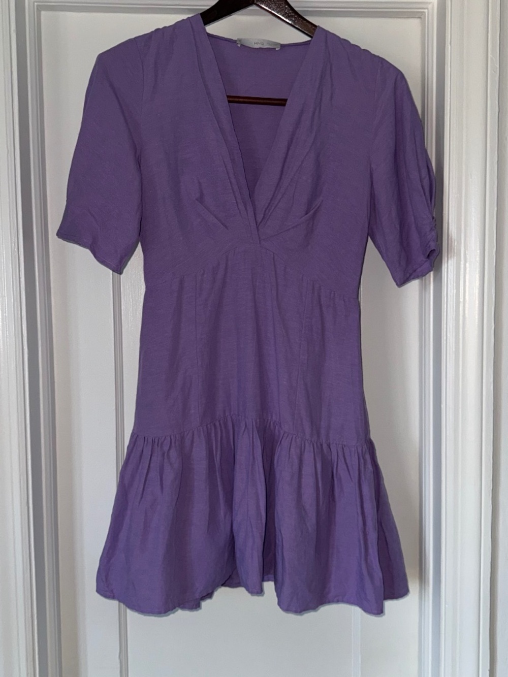MANGO Lavender Purple Short Linen Blend Dress - USA 2